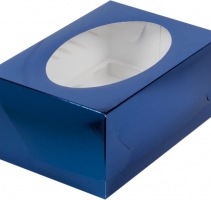 Коробка под капкейки с окошком 320*235*100мм. 12шт (Синяя)